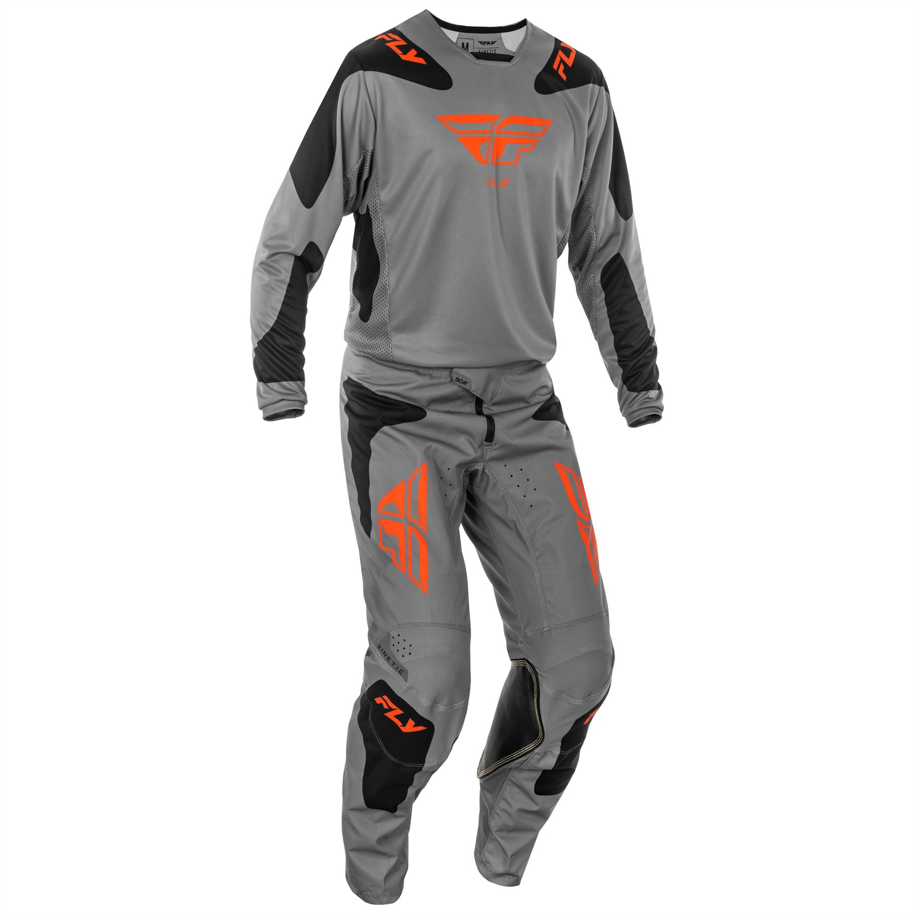 Fly Racing 2025 Motocross Combo Kit Kinetic Sym Grey Orange Black